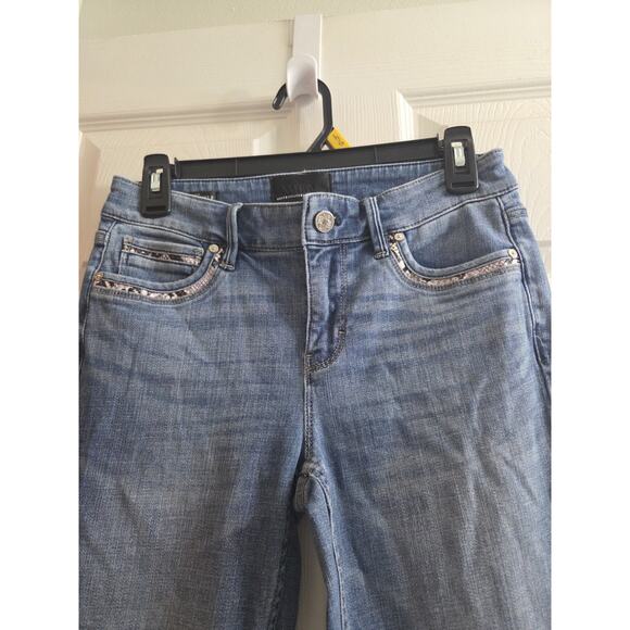 White House Black Market Skinny Ankle Zip buckle Hem Jeans Snake Trim Mid rise 2 - Picture 5 of 12